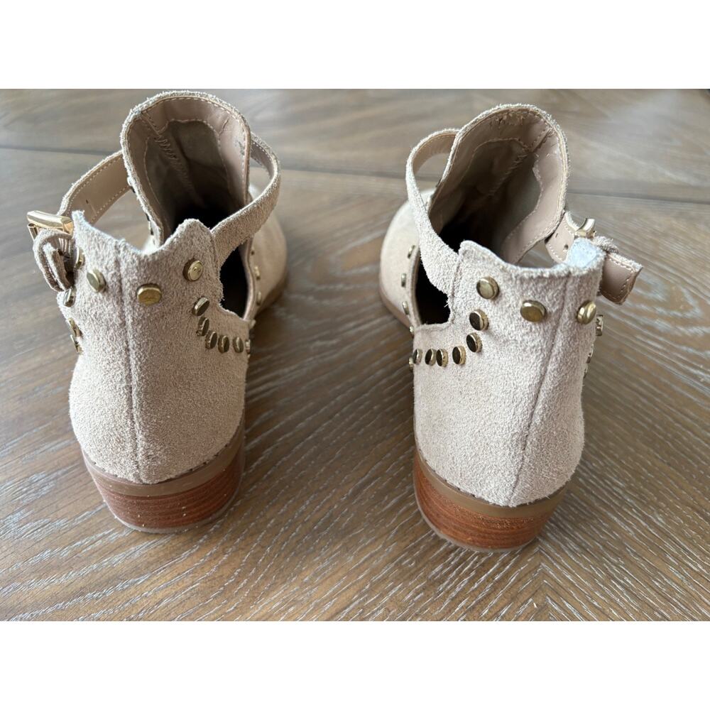carlos by carlos santana beige suede ankle‎ boots with gold studs womens size 7 - Picture 2 of 7